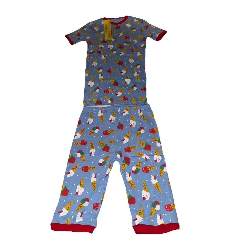 Girls cotton short sleeve pajama set blue 12Y ice cream‎ Joyond